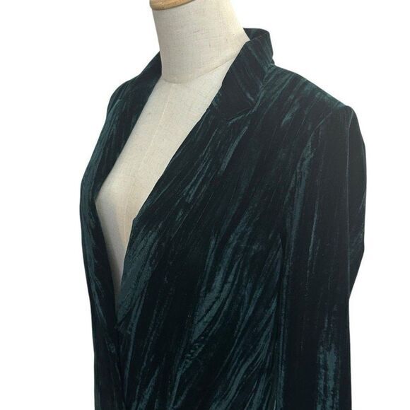 Wayf Dark Green Velvet Textured Blazer Jacket Single Button Deep Plunge M NWOT - Picture 4 of 13